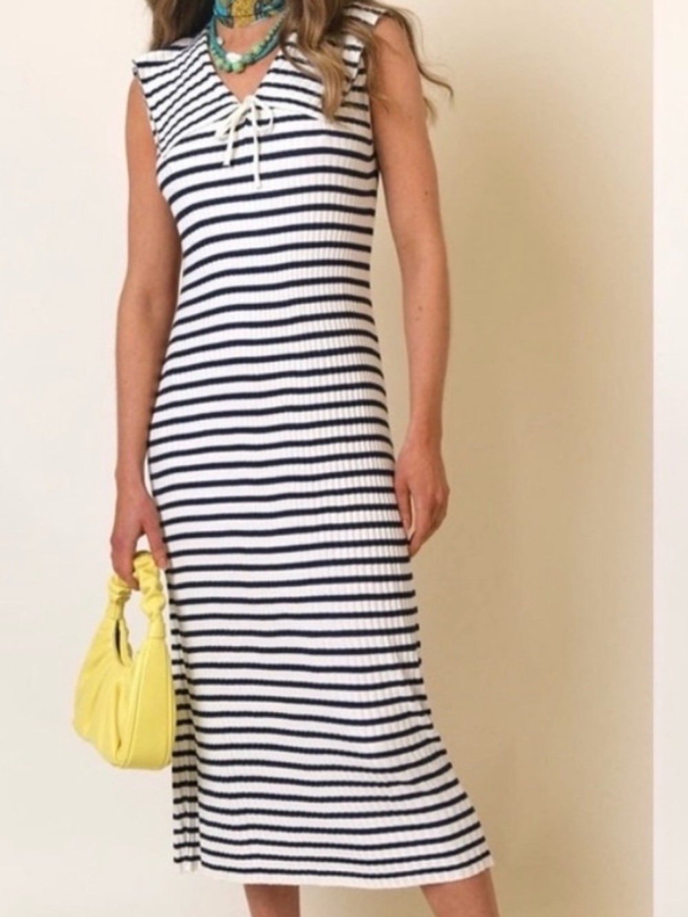 Rixo Antibes Maxi stripe sailor knit dress XS
